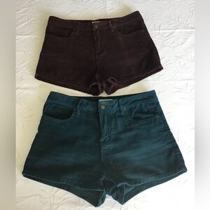 Forever 21 “I Love H81” Burgundy and Teal Corduroy Shorts Item #193